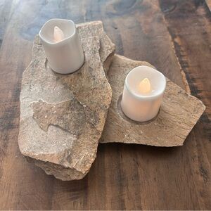 Round top Natural Stone Candle Holder